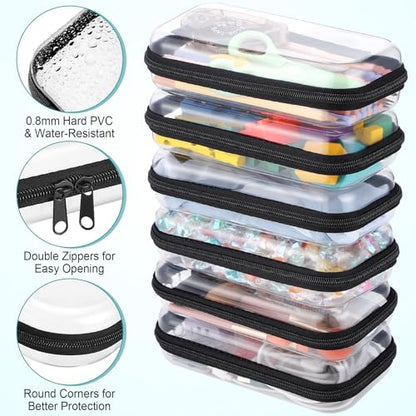 Sanwuta 6 Clear Hard Zipper Case, Black, 7.48 x 3.94 x 2 Inch - color: Black, size: 7.48 x 3.94 x 2 Inch