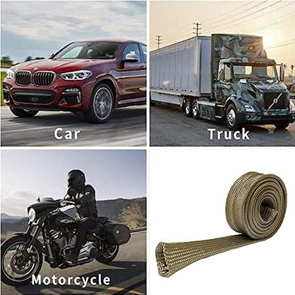 Adjustable Fuel Line Heat Shield 3/4" IDX10' Basalt fiber Spark Plug Wire Heat Shield Heat Wrap Heat Sleeve for Car&Auto Wire Loom Protection (Titanium) - color: Titanium, size: 3/4" IDX10'