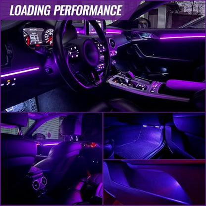 Ambient Lighting Car Led Lights Interior Kit,10 in 1 RGB Music Sync Acrylic Led Lights for Car Interior,175 inches Fiber Optic Neon Accent Strip Night Ambiance Footwell Lighting with Wireless APP - size: 10 in1(1*43.3inch+4*29.5inch+1*13.8inch+4*footwell