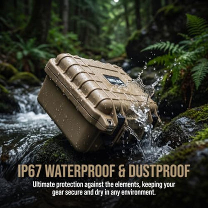 MEIJIA Portable All Weather IP67 Waterproof Protective Case,Hard Camera Case,Dry Case with Customizable Foam,Fit Use Of Drones,Camera,Equipments,10.62 x9.68x4.87inches - color: Desert Tan
