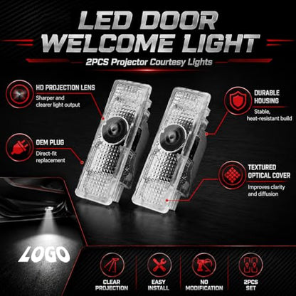 NZY Never Fade HD Door Light Logo Projector Compatible with 1/2/3/4/5/6/7/M/X/Z/GT Series Accessories, 2Pcs 3D LED Ghost Shadow Laser Car Courtesy Step Light Puddle Lamps - color: B