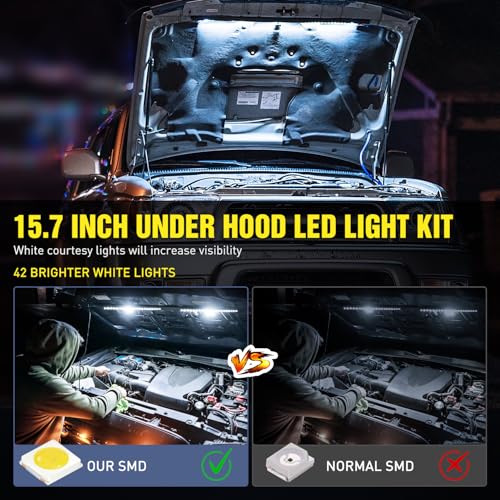 Nilight 2pcs Under Hood Light Strip 42LED Waterproof Underhood Work Light - size: 15.7 inch 2 pieces
