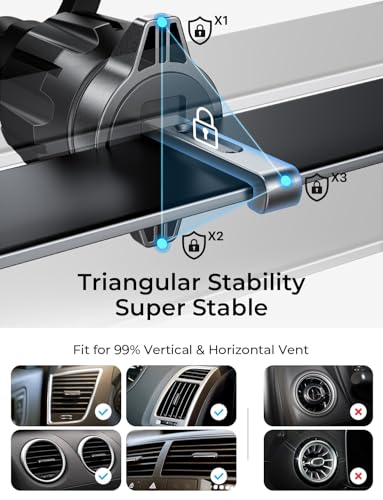 LISEN for MagSafe Car Phone Mount -Strong Magnets Magnetic Phone Holders for Your Car 2-in-1 Vent Dashboard Magnet Cell Phones Holder Mounts Car Accessories fit Note 18 iPhone 17 Pro Max 16 15 14 13 - color: Black