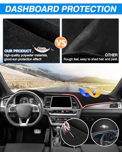 CARTIST Dashboard Cover for 2015-2019 Hyundai Sonata Accessories,4-Layer Dash Cover Mat,Non-Slip Sunshield Protector Anti-UV Anti-Glare - size: Hyundai Sonata 2015-2019