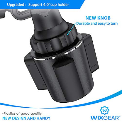 Cup Holder Phone Mount, Adjustable Long Neck Cellphone Holder for Car, Upgraded Version, Cup Phone Holder for Car with Expandable Side Arms, Compatible with iPhone Samsung Google & All Phones