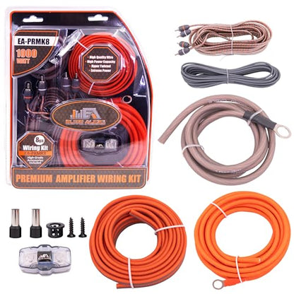 Elite Audio 8 Gauge Amplifier Wiring Kit, 1000W CCA Amp Install Kit – EA-PRMK8 - size: 8 Gauge (Single Amp)