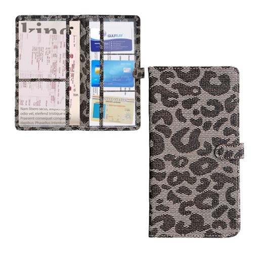 Ziciner Car Registration and Insurance Holder, Auto Card Document Glove Box Organizer with Magnetic Closure, Universal Vehicle Interior Accessories for Cars SUVs (Leopard-Large) - color: Leopard, size: L-9.4×5.1"