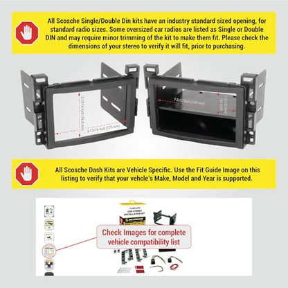 Scosche ICGM10BN Complete Double/Single DIN Stereo Installation Kit for Select Non-Amplified 2006-17 General Motors Vehicles - No Steering Wheel Remote - See Fit Guide in Images to Verify Your Vehicle - style: Class II Complete Kit