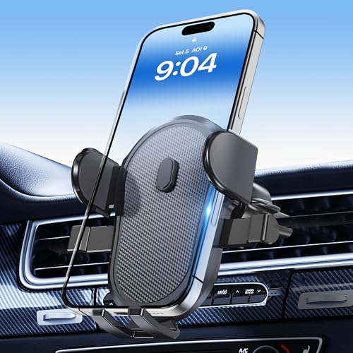 Car Vent Phone Mount, Universal Cell Phone Holder for Car [Upgraded Vent Clip Never Fall Off] Hands Free Air Vent Phone Holders for Your Car,Phone Stand for iPhone and Other Smartphones - color: Black