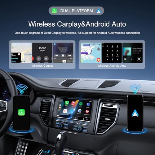CAMECHO 2-in-1 Wireless CarPlay Android Auto Car Adapter, Wireless Apple Car Play Android Auto Dongle, CarPlay Adapter Converts Factory Wired to Wireless, Plug & Play, Fast Connect No Delay