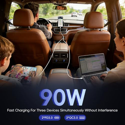 4PCS 90W All-Aluminum RV USB Outlet 12V/24V 3 Ports Recessed Mount - color: Black, size: 4P