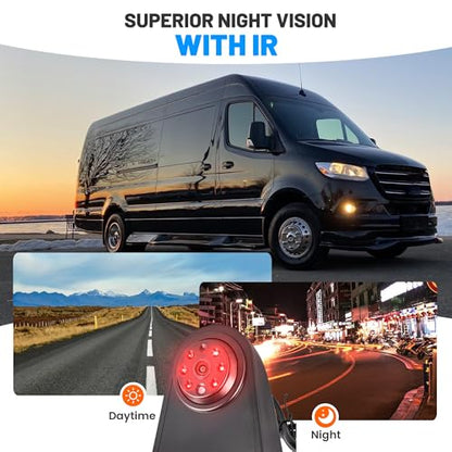 EWAY 3rd Third Brake Light Sprinter Backup Camera for Mercedes Benz Sprinter Volkswagen VW Crafter Vans 2007-2019 Roof Mount Reversing Camera Top Rear Brake Light IR Super Night Vision Rearview Camera