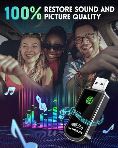 Amzfeel Wireless CarPlay Adapter for Apple iPhone iOS 10+ & Cars from 2015+, Mini Edition, Convert Factory Wired to Wireless CarPlay Dongle Plug & Play GPS Digital Media Receiver (Brushed Cobalt Blue)