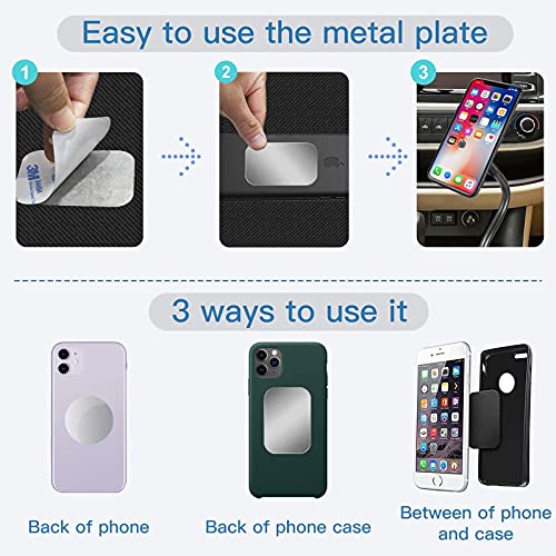 SALEX Metal Plates for Magnetic Phone Car Mount [4 Pack] - Round 1.57" Replacement Disc with 3M Adhesive for Phone Holder, Air Vent Mount, Wall Mount - Ultra Thin 0.02" Steel Stickers - Silver - color: Round 4 pack