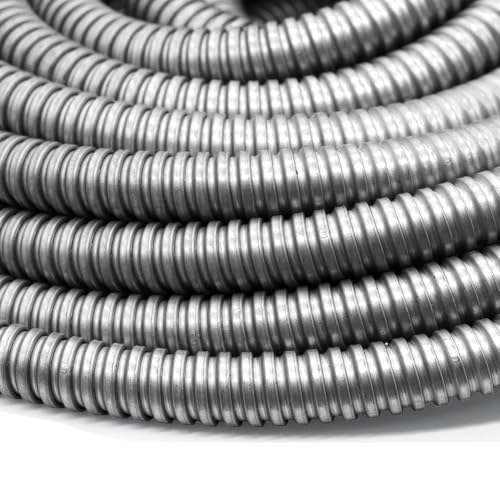 3/4 inch x25ft Flexible Electrical Conduit - Galvanized Steel Greenfield Flex Metal Conduit for Exposed Wiring, AC Connections & Industrial Cable Protection - size: 3/4 inch x25ft