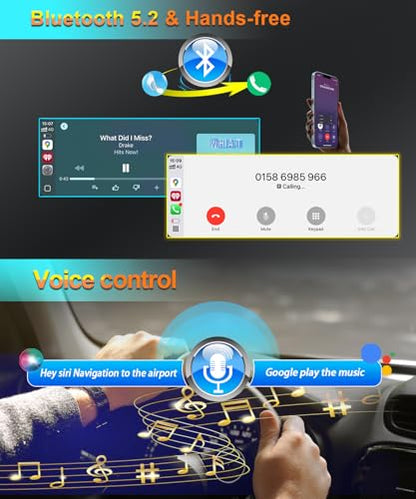 Single Din Car Stereo:Wireless Apple CarPlay Car Radio with Bluetooth 5.2