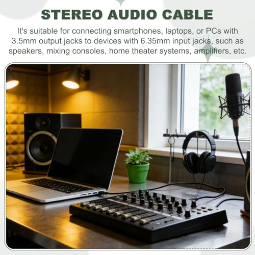 MECCANIXITY 1/4" to 1/8" Stereo Audio Cable 6.35mm to 3.5mm Male 2FT Black - size: 2FT