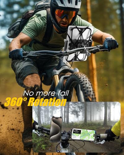 Motorcycle Phone Tablet Mount for 3/4"-11/4" Handlebar, Dual Protection Bike Tablet Holder Fits 4-11" Devices, Bicycle Scooter Handlebar Clamp for iPad Pro/Air/Mini, Galaxy Tab Z Fold