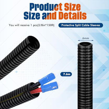 Sasylvia 1/4" X 25 ft Split Wire Loom Tubing, Cord Protector - size: 1/4" X 25ft