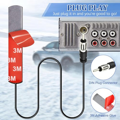 Universal Car Radio Antenna Car Stereo FM AM Hidden Antenna Adhesive Mount Patch Antenna Car Radio Media Receiver Player Amplifier Antenna for Vehicle Truck SUV Car-5M/16.4Feet - size: 5M/16FT