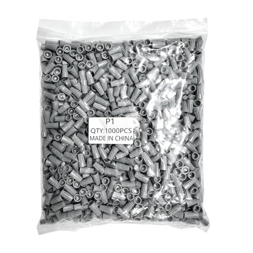 Fidioto 1000pcs P1 Grey Electrical Wire Connectors Screw Terminals, with Spring Insert Twist Nuts Caps 22-16 AWG Connection Assortment Set, Portable Wire Caps for Quick Connection - color: Grey-P1