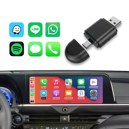 2-in-1 Wireless CarPlay & Android Auto Adapter – Plug & Play USB/Type-C Dongle, Bluetooth 5.4 + 5.8GHz Wi-Fi, Converts Wired CarPlay & Android Auto to Wireless, Fast Stable Connection