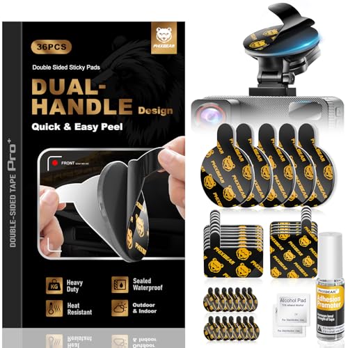 PHIXBEAR Extreme Env. Double Sided Sticky Pads for Dash Cam Mount - Outdoor Heavy Duty Strong Mounting Tape Waterproof Heat Resistant, 36Pcs 1’’ & 2’’ Adhesive Tape for Car Phone Holders - size: 36Pcs 1’’ & 2’’