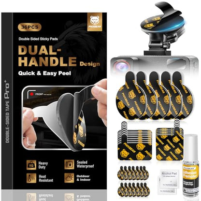 PHIXBEAR Extreme Env. Double Sided Sticky Pads for Dash Cam Mount - Outdoor Heavy Duty Strong Mounting Tape Waterproof Heat Resistant, 36Pcs 1’’ & 2’’ Adhesive Tape for Car Phone Holders - size: 36Pcs 1’’ & 2’’