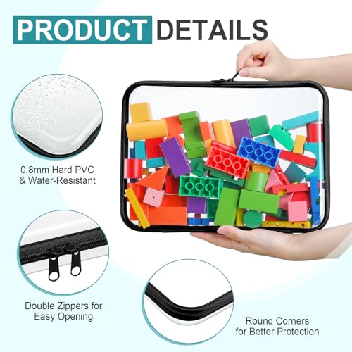 Sanwuta 6 Clear Hard Zipper Case, Black, 12.6 x 9 x 2 Inch - color: Black, size: 12.6 x 9 x 2 Inch