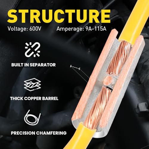 haisstronica 비절연 버트 커넥터 AWG 4 주석 도금 구리 10개 - size: 4 AWG