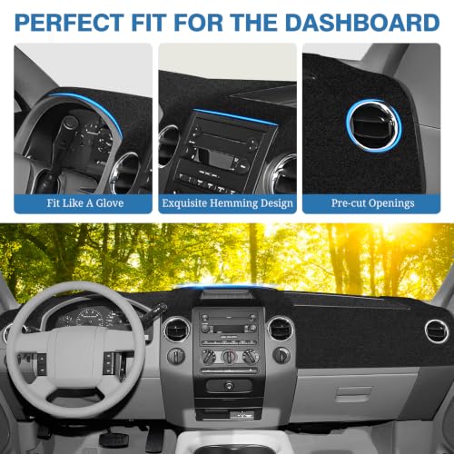 FIILINES Dash Cover for 2004-2008 Ford F150 F-150/2006-2008 Lincoln Mark LT, Dashboard Mat Exact Fit for F150 Accessories Dashboard Pad Carpet Dash Mat Sunshade Non-Slip Protector No Glare Black - size: For F150 2004-2008