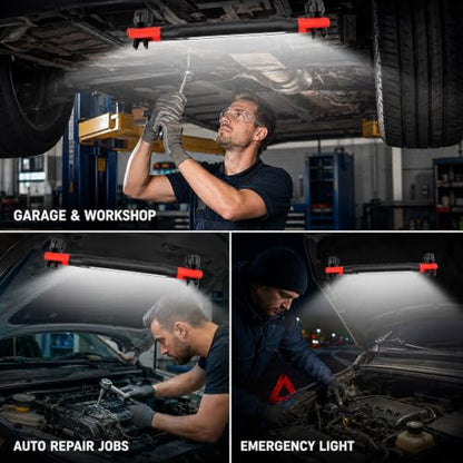 Rechargeable Underhood Work Light, Magnetic LED Mechanic Light Bar with Hook, 5000mAh Battery Operated Shop Light for Car Repair, Garage, Workshop, Automotive - [2026 Version]