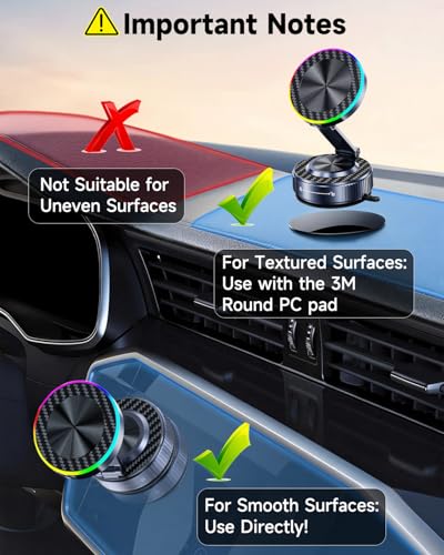 for MagSafe Car Mount Charger, 15W Fast Charging Magnetic Wireless Car Charger, Vacuum Magnetic Phone Holder [120LBS Ultra Suction Cup & 3800gf Magnet ] 780° Dashboard Car Bracket for iPhone & Android
