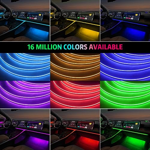 Interior Car LED Strip Lights, AMKI Acrylic LED Lights RGB 10 in 1 with Wireless APP Control Music Sync, Car Ambient Lighting Kits, Music Sync & DIY Function - size: RGB color 10 in 1