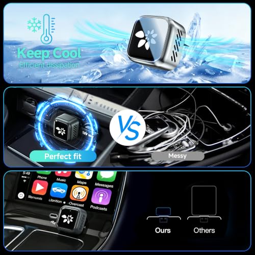 2-in-1 Mini CarPlay Wireless Adapter for iPhone & Android with USB Ports