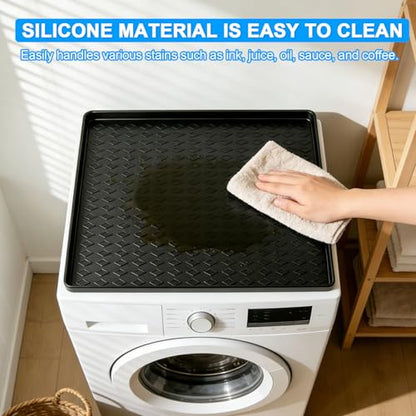 Silicone Mini Fridge Mat Refrigerator Floor Protector Drip Tray with Raised Edges Waterproof Non-Slip Appliance Pad Mini Fridge Mat for Carpet Washing Machine Water Cooler 23.6"x23.6" Black - size: 23.6"x23.6" Black