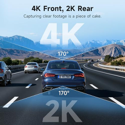 4K Dash Cam Front and Rear with Wi-Fi GPS Free 128GB Card, Dash Camera for Cars with HDR&WDR Night Vision, Car Camera with 3" Touch Screen, 170° Wide Angle, Loop Recording, 24H Parking Mode - style: dash cam with 128GB card
