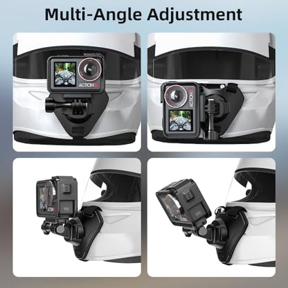 Slide-in Motorcycle Helmet Chin Strap Mount, Quick-Release Motorcycle Helmet Mount Compatible with Go Pro13/12/11/10/9, DJI Action 6/5 Pro/4, DJI Nano, Insta360 ONE R,AKASO/Campark/YI and More - style: Slide-in Motorcycle Helmet Chin Strap Mount