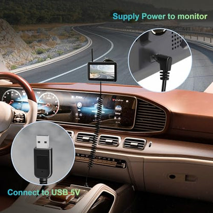 USBtoDC3.5 car charger,for connecting wireless backup camera 7-inch monitor