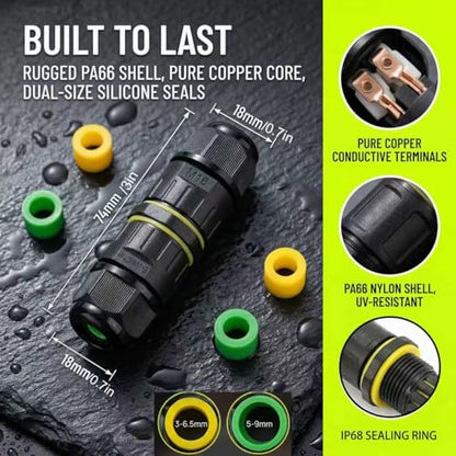 IP68 Waterproof Electrical Connector, PA66 Quick Connect for Outdoor Wires (Black, 2Pack-M16,2Way,3Pin) - color: Black, 2Pack-M16,2Way,3Pin