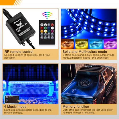 GOOACC RGB Truck Bed Light Strip 2PCS 60" 180 LEDs Neon Accent Lighting
