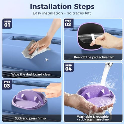 Loncaster Car Phone Holder, Car Phone Mount Silicone Car Pad Mat for Various Dashboards, Slip Free Desk Phone Stand Compatible with iPhone, Samsung, Android Smartphones, GPS Devices More (Purple) - color: Purple-1pack