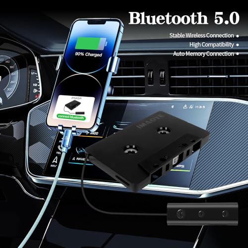 Bluetooth 5.1 Car Audio Stereo Cassette Vehicle Tape Converter Cassette Work While Charging Support TF Card