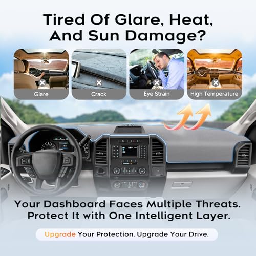 Sunsdrew Upgraded Gray Dash Cover for 2015-2020 Ford F-150 Accessories,Non-Slip F150 Dashboard Cover Mat Anti-Glare UV Protector - size: 15-20 F150 Dash Cover(Gray)