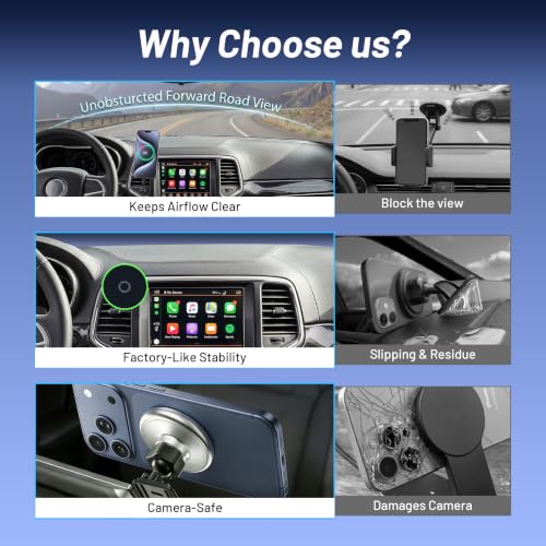 Phone Mount for Jeep Grand Cherokee (2014-2017 2018),Magnetic Phone Holder,Magsafe Car Mount Charger,Dashboard Phone Holder with Car Adapter,15W Wireless Charging for iPhone & Android,Car Accessories - size: Jeep Grand Cherokee | 2014-2018