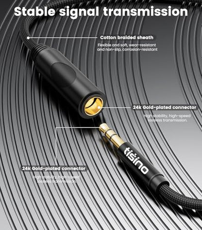 Tisino 1/4 to 3.5mm Adapter, 1/4" Female to 1/8" Male Stereo Audio Adapter for Headphone, Amplifiers, Guitar, Amp etc. - 1ft/30cm - size: 1 feet