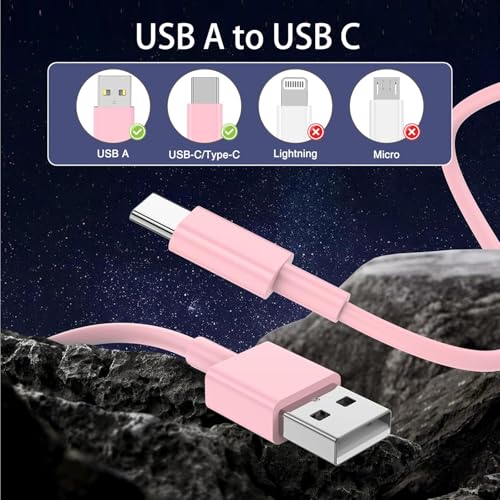Pink Car Accessories USB C Cable 3ft Car Charger for i Phone 17E USB A to C Fast Charging for iPhone 17 Air 15 Pro Max 16 Plus, iPad Air Pro, Samsung Galaxy Z Flip 7/6/5/4/Z Fold SE/A16/A15/A54 2Pack - color: PINK A-C 3FT ×2