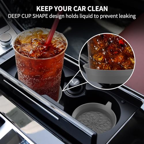 ME.FAN Car Cup Coasters [4 Pack] Silicone Cars Coasters - Universal Non-Slip Recessed Interior Accessories - Cup Holder Inserts Deep Grey - color: 4pack-deep Grey