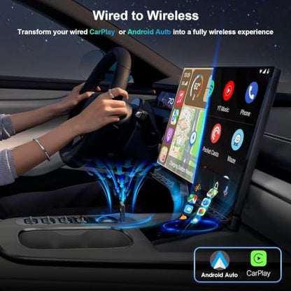 Wireless CarPlay Adapter, 2-in-1 Android Auto Mini USB Car Dongle Black