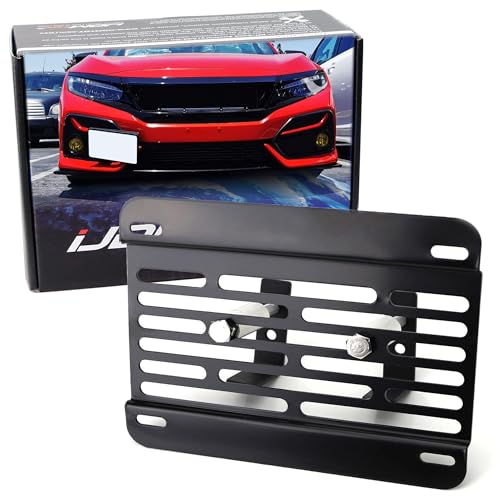 iJDMTOY No Drill Front Grille Mesh Mount License Plate Relocator Kit Compatible with 2017-2019 Honda Civic Si or Type-R Touring Hatchback
